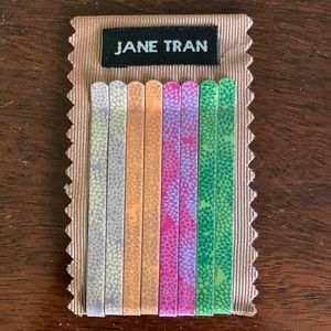 Jane Tran Floral Print Metal Hair Clips